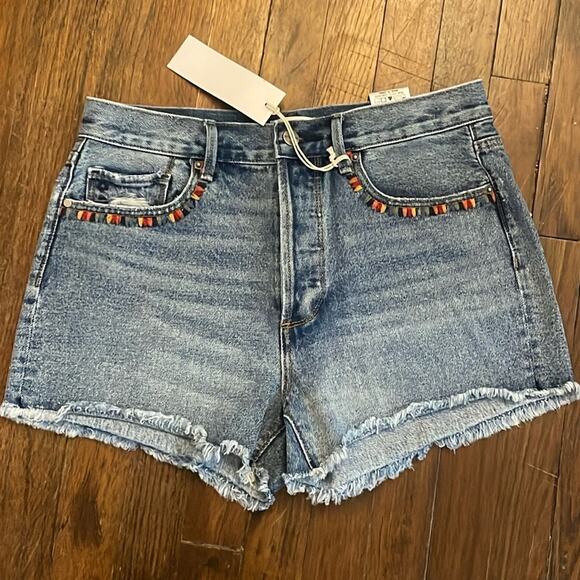 Driftwood Bird Embroidered Shorts New Size 28 Retails $128 - Picture 6 of 7